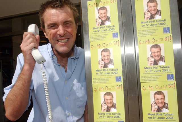 Cricketer Phil Tufnell on a promotional visit to the Carphone Warehouse in Leeds city centre in June, 2003.