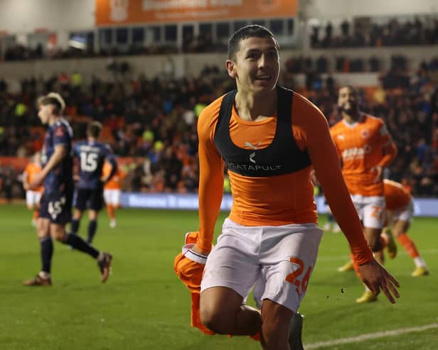 MISSING: Leeds United loanee Ian Poveda for Blackpool against Burnley. Photo by Alex Livesey/Getty Images.