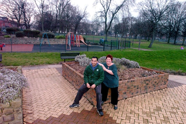 Friends of Cross Flatts Park had been awarded £5,000 of Government money to help towards their ambitious regeneration plans for the green gem in December 2003. Pictured, are Parvez Hussain, project co-ordinator for Groundwork, Leeds, with Coun Angela Gabriel, chair of the Friends of Cross Flatts Park group.