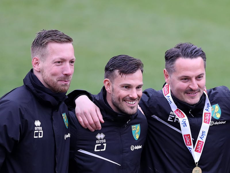 Christopher John (C) arrived alongside Farke, Domogalla and Riemer ten days ago and will head up the club's analysis department, whilst also fulfilling a first-team coaching role. (Photo by George Wood/Getty Images)