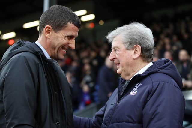 WE'LL MEET AGAIN: Javi Gracia, left, as manager of Watford with Crystal Palace boss Roy Hodgson ahead of the Premier League clash between the Hornets and Eagles at Selhurst Park of January 2019. Photo by Dan Istitene/Getty Images.