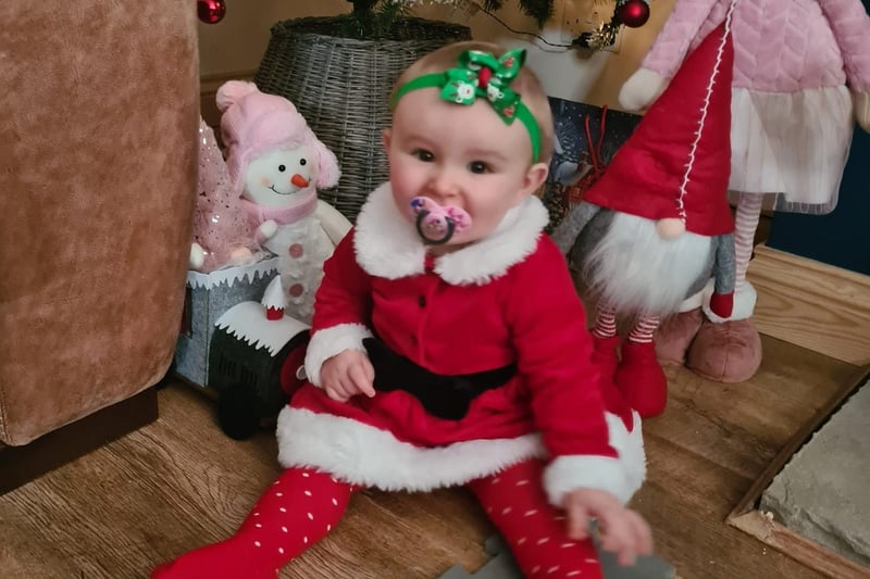 10 month old Ruby-Rae in a festive dress. Submitted by Tanya Leeman.