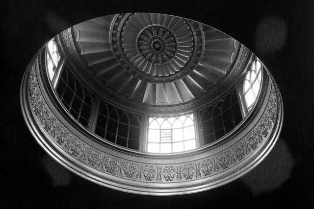 The Mansion's convex dome with leaded glass and decorative features pictured in March 1945.