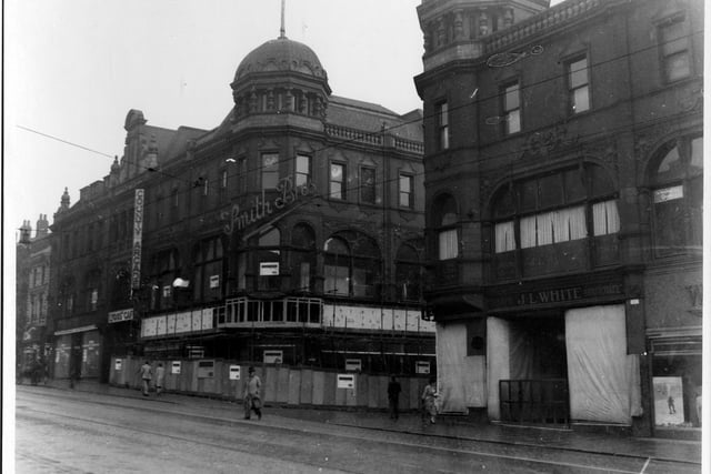 September 1937 and this photo shows improvement works to The County Arcade, Smith Brothers, Queen Victoria Street area. Premises shown, from left, are J Lyon's cafe; The County Arcade; Smith Brothers, drapers; Queen Victoria Street and J.L. White, clothier.