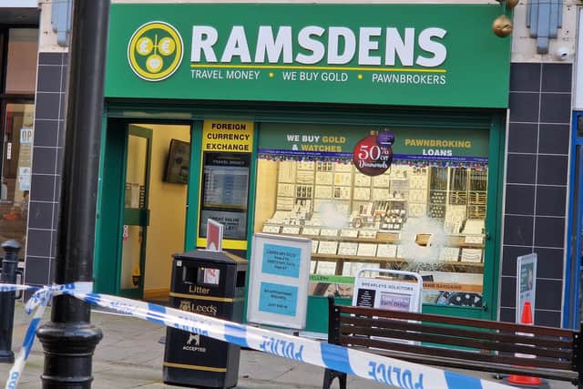 Three men armed with a machete smashed into Ramsdens jewellers in Morley. Picture: NW