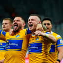 James Bentley and Harry Newman celebrate the Magic Weekend win against St Helens which fan Tom Goldsworthy reckons has given Leeds Rhinos momentum for Friday's visit of Hull FC.  Picture by Olly Hassell/SWpix.com.