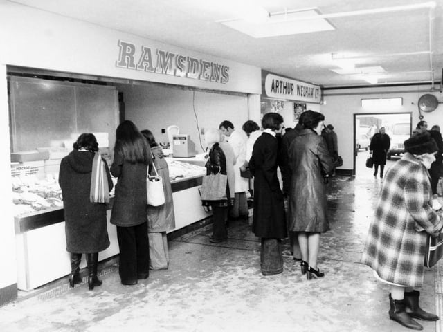 Shoppers choose the catch of the day in the new fish market at Leeds in November 1976.