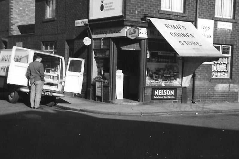 A Mother's Pride bread delivery van can be seen outside this shop on the corner of Rugby Street and Oxford Road. Photo: Hartlepool Library Service.