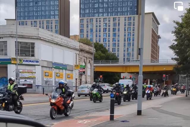Hundreds of Leeds bikers descended on the city in a mass demonstration calling for a crackdown on “balaclava-wearing” motorbike thieves.