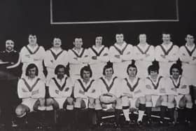 Hunslet's team from the 1975/76 season. Trevor Chawner is sixth from the left on the back-row. Picture by Hunslet RLFC.