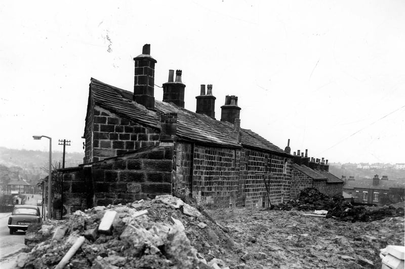Church Lane runs along the left edge of this view with the backs of houses on Church Lane then Providence Square following to the right. The view looks in the direction of Headingley. Houses in foreground included in slum clearance plans for the Green Road area.