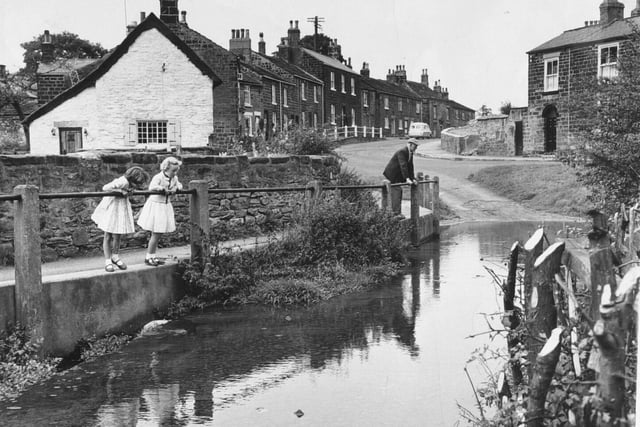 Stream which runs by the footpath on Thorner's Westfield Lane in September 1961.
