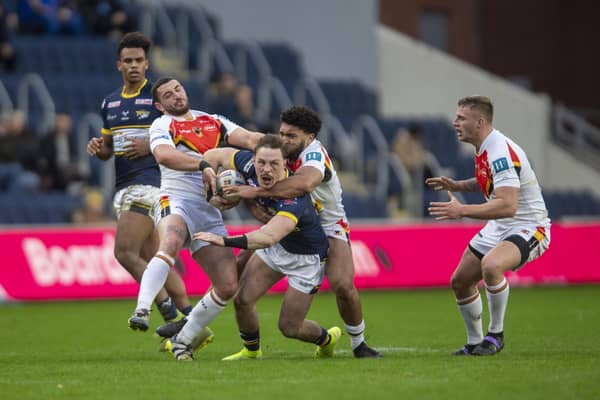 Rhinos' James Donaldson has featured on dual-registration for Bradford Bulls this year, having played against them in pre-season. Picture by Tony Johnson.