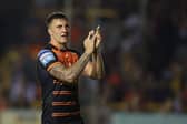 Alex Mellor applauds Tigers' fans after this month's win over Hull FC.  Picture by John Clifton/SWpix.com.