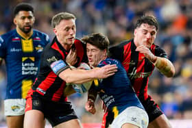 Homegrown winger Riley Lumb had a strong game for Leeds Rhinos in their play-off semi-final defeat by Warrington Wolves two weeks ago. Picture by Allan McKenzie/SWpix.com.