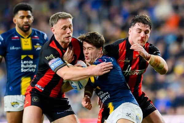 Homegrown winger Riley Lumb had a strong game for Leeds Rhinos in their play-off semi-final defeat by Warrington Wolves two weeks ago. Picture by Allan McKenzie/SWpix.com.