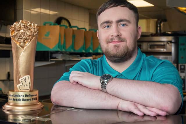 Bullseye: Darts star Luke Littler joins Deliveroo in search for the nation’s bext kebab.