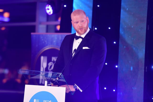 YEP Editor Joseph Keith, pictured delivering his welcome speech during the Yorkshire Evening Post Oliver Awards 2023.