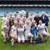 Leeds United Women chairman Chris Bennett with the team at the Whites' Division One North game against Alnwick Town at Elland Road in the 2021/2022 season.