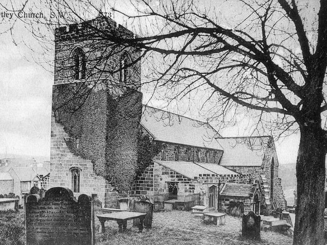 This is a postcard view of All Saint's Church also referred to as Otley Parish Church. There are monuments to the Fawkes family and in the churchyard and a scale model of the Bramhope tunnel can be found.
