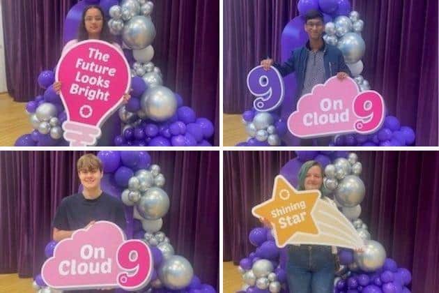 Tong Leadership Academy pupils celebrate GCSE results success.