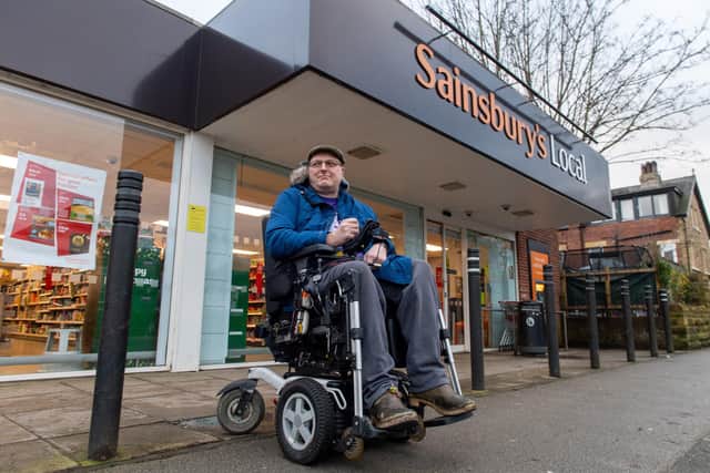 The screech of the sensors at the Wetherby supermarket has become a familiar sound for regular shopper Doug, from Leeds. Photo: Bruce Rollinson.
