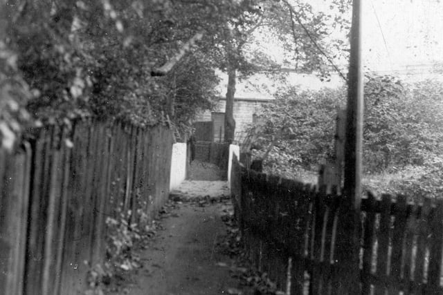 A footpath and footbridge leading from Meanwood Road to Woodhouse Ridge in October 1936.