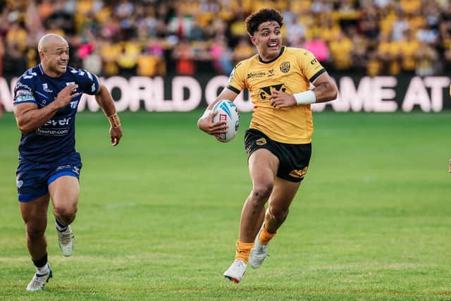 Krystian Mapapalangi could return for Castleford Tigers against Wakefield Trinity after two games out with a dead leg. Picture by Alex Whitehead/SWpix.com.