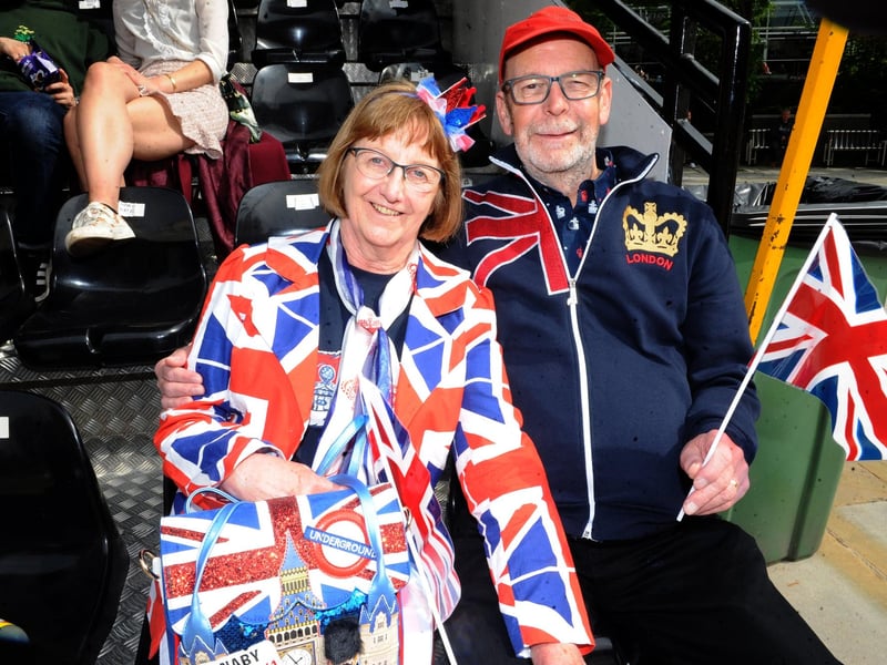 Kevin and Sue Gagg show their patriotic side by joining the celebrations in Leeds.