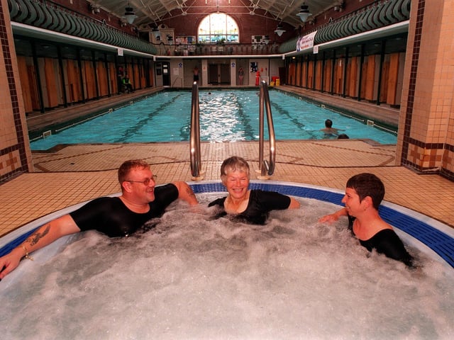 Mark Crampton, Sheila Jenkinson and Debbie Pitts are pictured in traditional Edwardian swimming costumes to celebrate Bramley Bath's involvement in Heritage Open Days in September 1998.