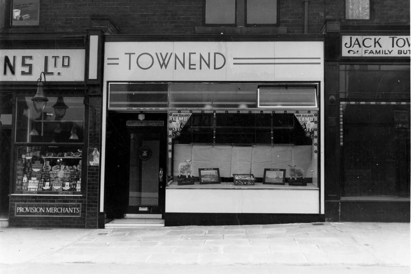 Townend butchers on Austhorpe Road in April 1937. This was the business of Jack Townend. To the left is Gallons grocers.
