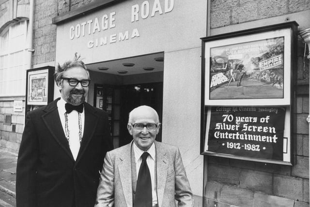 Cottage Road Cinema was celebratin g its 70th birthday. Pictured is Osman Pickthall (right) with manager Derek Todd.