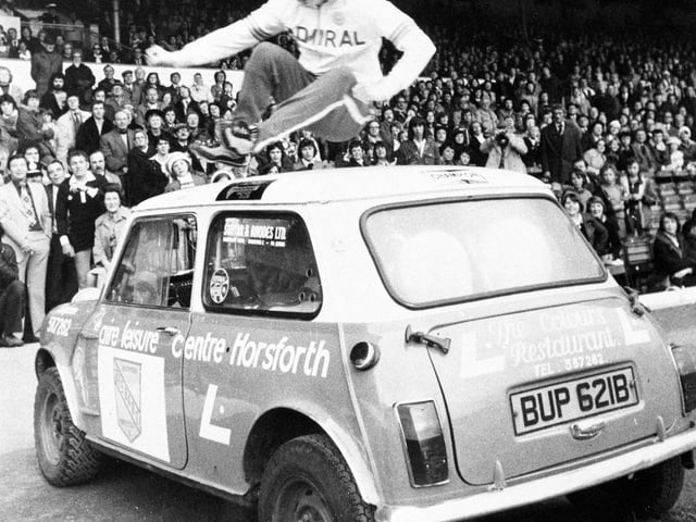The first public performance of Leeds United star Duncan McKenzie's "party piece" of leaping over a mini car was seen at Elland Road before Paul Reaney's testimonial game in May 1976.