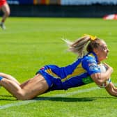 Lucy Murray scores for Leeds Rhinos against St Helens in the recent women's nines. Picture by Allan McKenzie/SWpix.com.