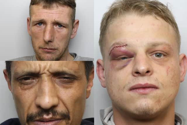 Clockwise from right: Liam Woods, who left his friend badly injured after crashing during a police chase, and drug dealers Timothy Payne and Carl Parkin