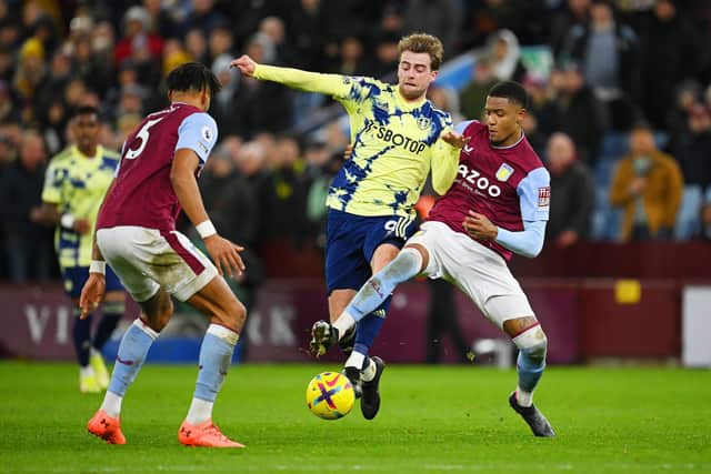 FEELING GOOD: Patrick Bamford, centre, on his Leeds United return in Friday night's clash at Aston Villa. Photo by Clive Mason/Getty Images.