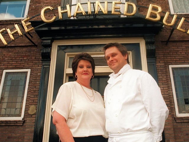 Staff outside The Chained Bull pub in Moortown. Pictured are chef Adrian Cole and bar supervisor Ann Cawley.