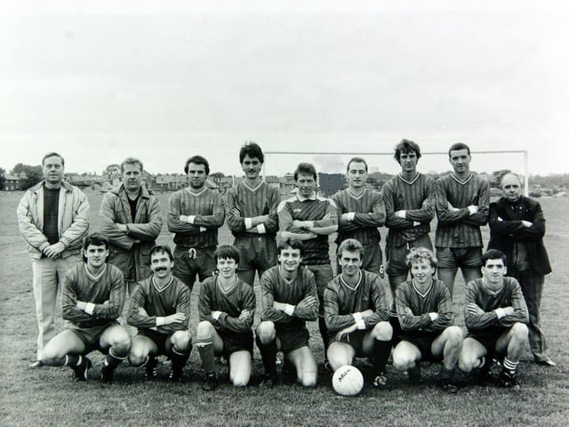 Neville Sports, members of the Leeds Red Triangle League Senior Division in which they are battling to stave off relegation, having won four, lost eight and drawn one of their 13 matches. Back row, from left, are Ricky Thomas (manager), Malcolm Gautrey, Mark Lister, Melvyn Hallatt, Arthur Peel, Bob Gaunt, Dave Deville, Ian Quigley and Brian Shaw (coach). Front row, from left, are Steve Holt, Mick Gautrey, David Smith, Ian Clarke, Steve Gautrey (captain), Dave Luckhurst and Sean Littlewood.