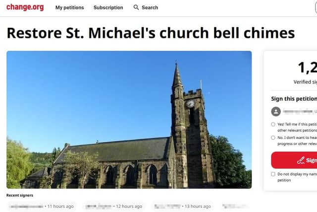 A petition to reinstate the church clock bells was launched by angry locals