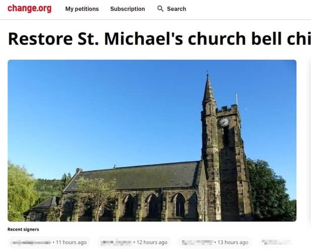 A petition to reinstate the church clock bells was launched by angry locals