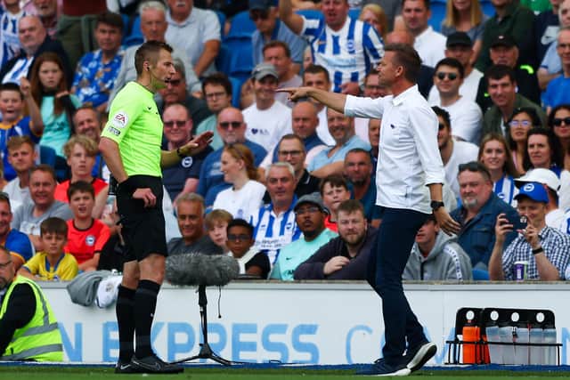 FRUSTRATING DAY - Jesse Marsch and Leeds United were frustrated by Brighton and Hove Albion in a 1-0 defeat at the Amex Stadium. Marsch's frustration led to a yellow card from referee Michael Salisbury. Pic: Getty