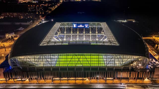 The new Bramley-Moore Dock stadium in Liverpool, seen during a test event between Everton under-18s and the Wigan Athletic under-18s, will host a full house for this year's second Ashes Test. Picture by Christopher Furlong/Getty Images.