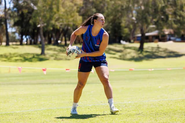 Former Leeds Rhinos star Fran Goldthorpe, pictured at England training this week, has helped Connie Boyd make the step up from Super League to international rugby league. Picture by Ramiro Larguia/SWpix.com.