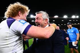 Coach Daryl Powell celebrates Wakefield Trinity's Grand Final win with Lachlan Walmsley. Picture by Olly Hassell/SWpix.com.