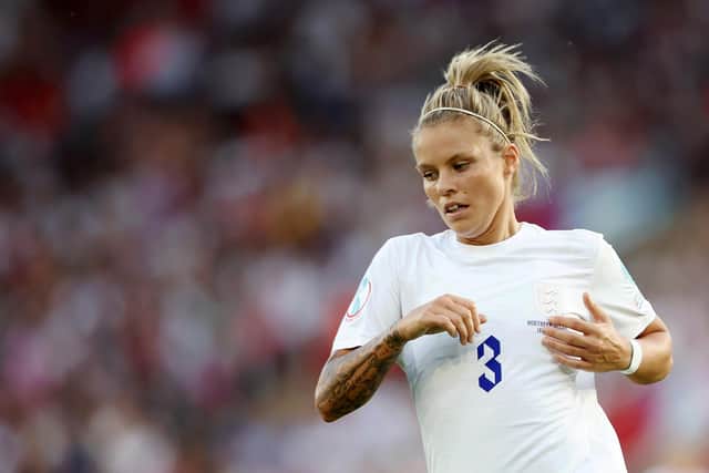 SOUTHAMPTON, ENGLAND - JULY 15: Rachel Daly of England in action during the UEFA Women's Euro England 2022 group A match between Northern Ireland and England at St Mary's Stadium on July 15, 2022 in Southampton, England. (Photo by Naomi Baker/Getty Images)
