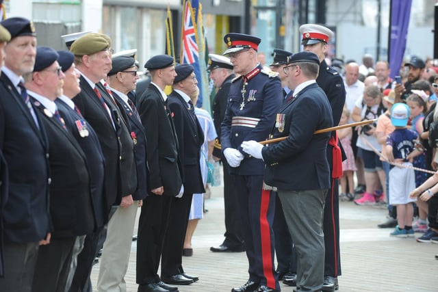 The Lord Lieutenant West Yorkshire Ed Anderson inspects the parade.