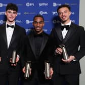 Georginio Rutter, Archie Gray, Crysencio Summerville and Ethan Ampadu of Leeds United with their awards at the EFL's 2024 ceremony at Grosvenor Hotel, London on Sunday April 14. Pic: Andrew Fosker/Shutterstock (14432108di)