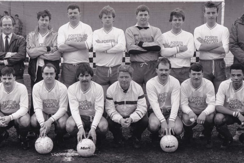 Prospect Hotel members of the Leeds Sunday League Premier Division who reached the final of the Leeds and District FA Sunday Senior Cup in March 1989. Back row, from left, are Kevin Waite, Philip Riley, Rick Canavan, Stuart Goodbold, Gary Hopkinson and Matthew Barrett. Front row, from left, are Craig Corker, Phil Costello, Mick Armitage, Steve Ross, Glen Bennett, Ian Ritchie and Dotun Doherty.