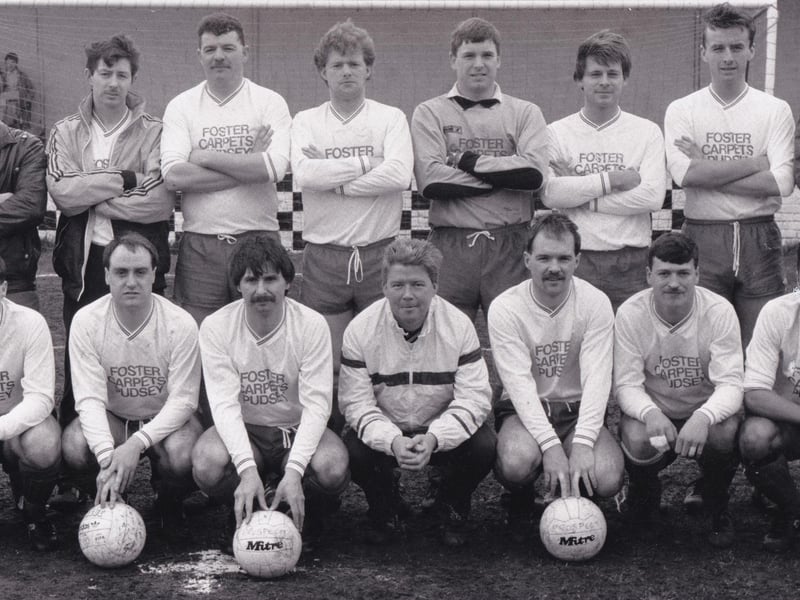 Prospect Hotel members of the Leeds Sunday League Premier Division who reached the final of the Leeds and District FA Sunday Senior Cup in March 1989. Back row, from left, are Kevin Waite, Philip Riley, Rick Canavan, Stuart Goodbold, Gary Hopkinson and Matthew Barrett. Front row, from left, are Craig Corker, Phil Costello, Mick Armitage, Steve Ross, Glen Bennett, Ian Ritchie and Dotun Doherty.