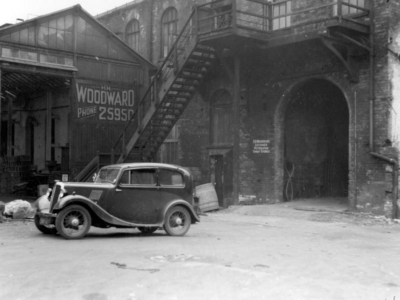 Packing case and wood wool merchant HH Woodward at union mills on Dewsbury Road. Pictured in July 1936.